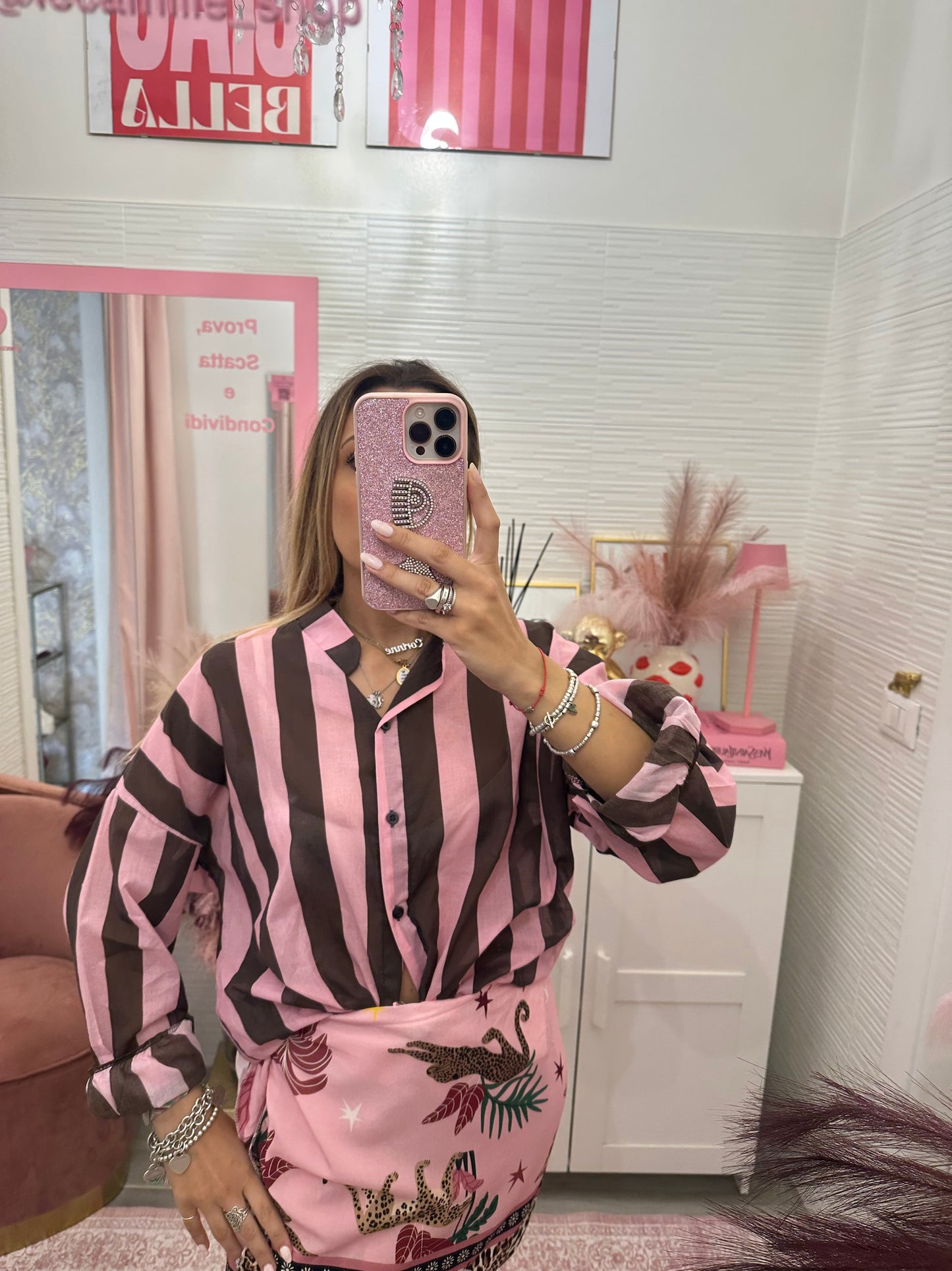 Camicia righe rosa