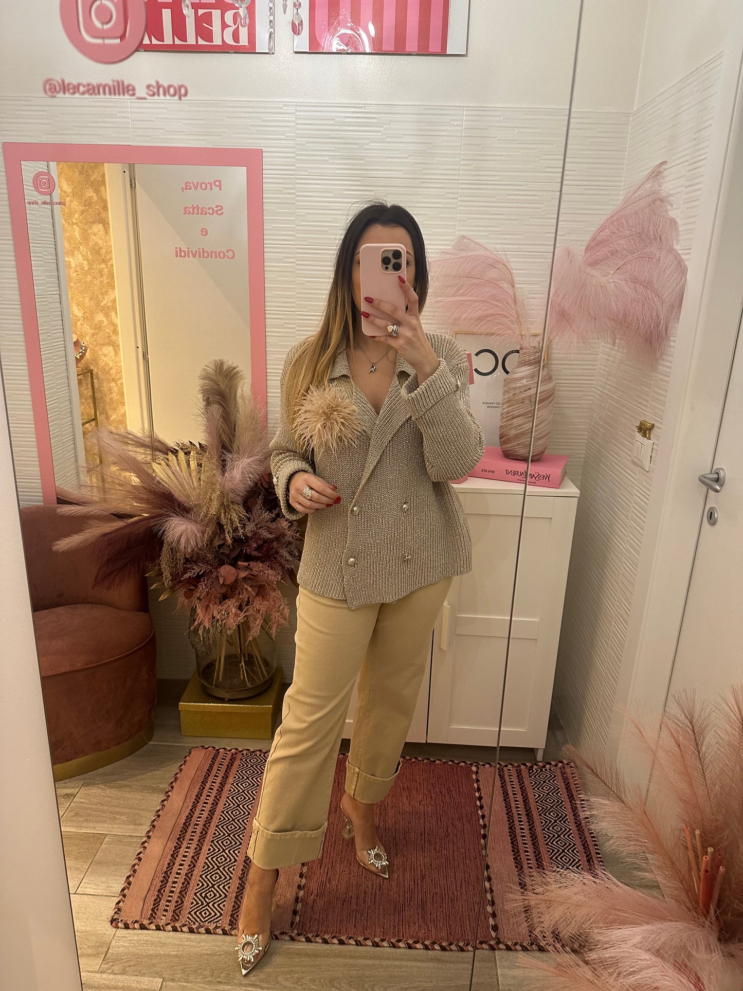 Cardigan doppiopetto in Lurex