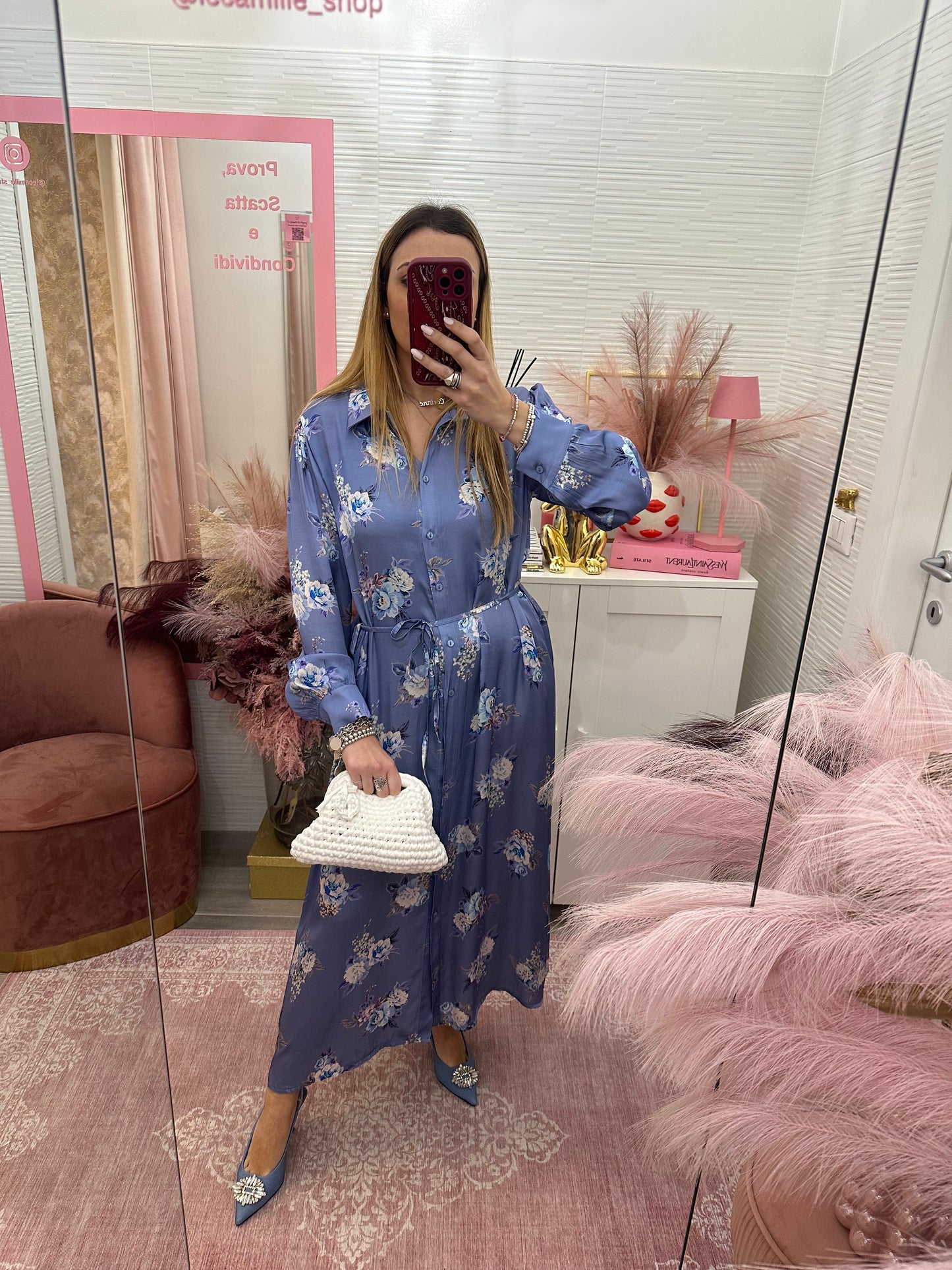 Chemisier saten fiori denim