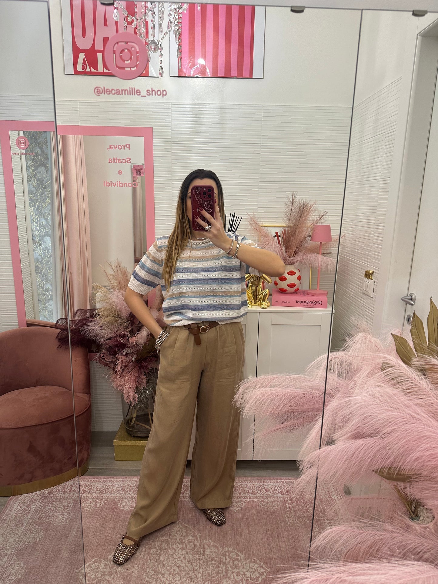 Maglia girocollo strass