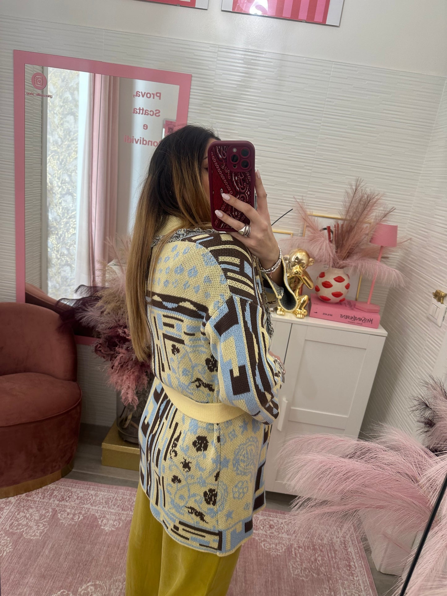 Cardigan azteco giallo