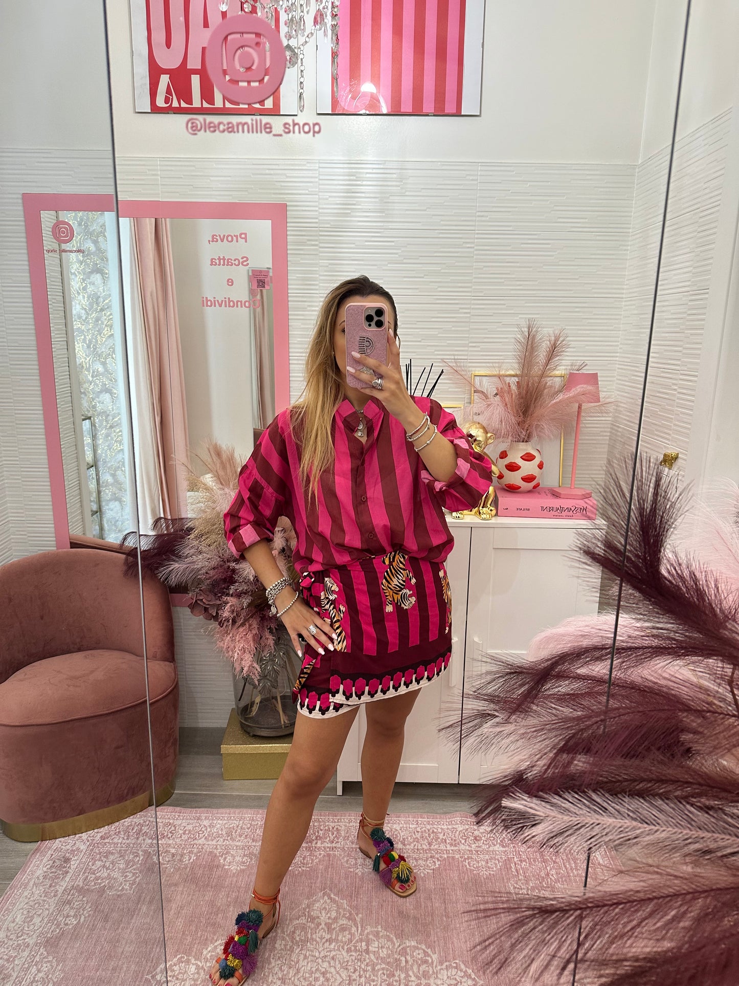 Gonna pareo tigre fucsia
