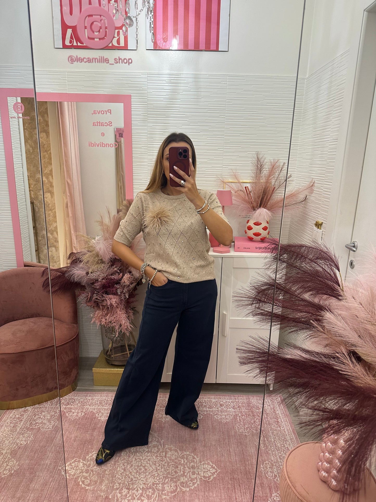 Denim blu gamba ampia