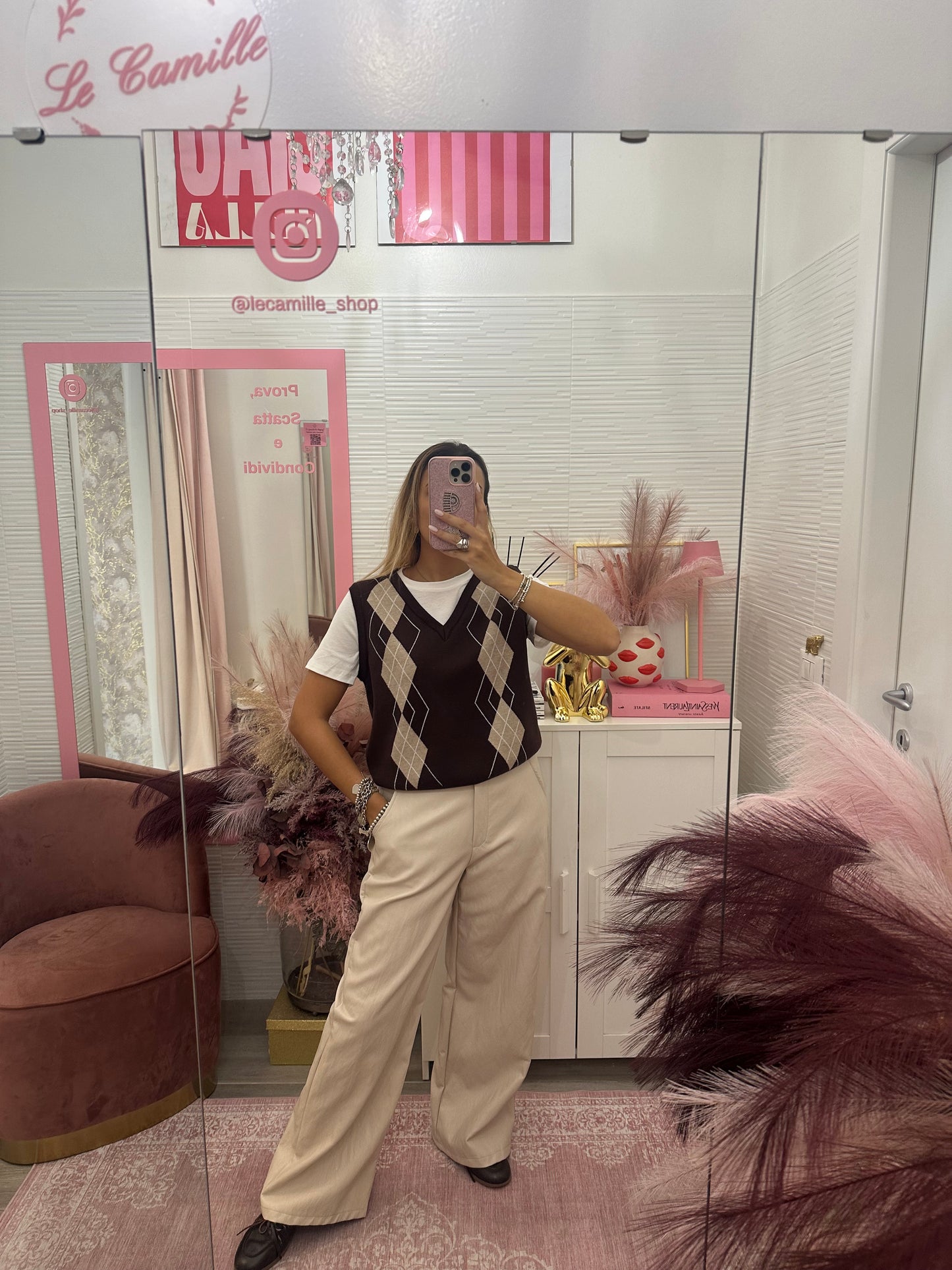 Pantalone ecopelle burro