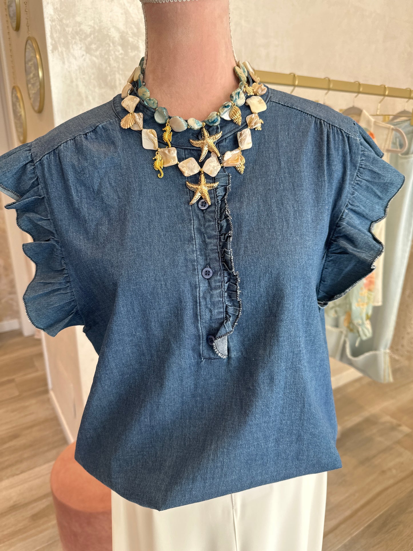 Blusa in denim leggero