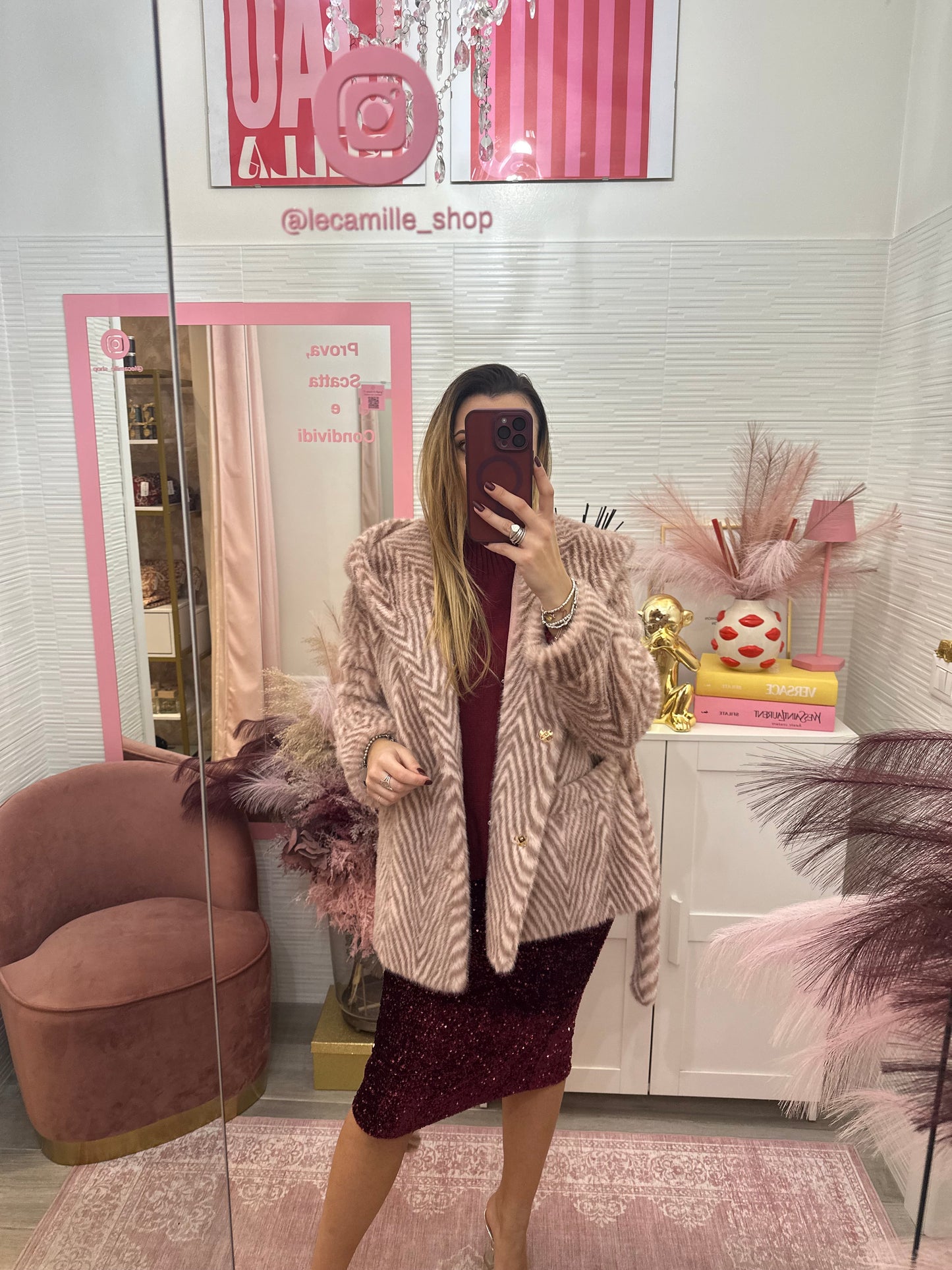 Ecopelliccia zebra rosa