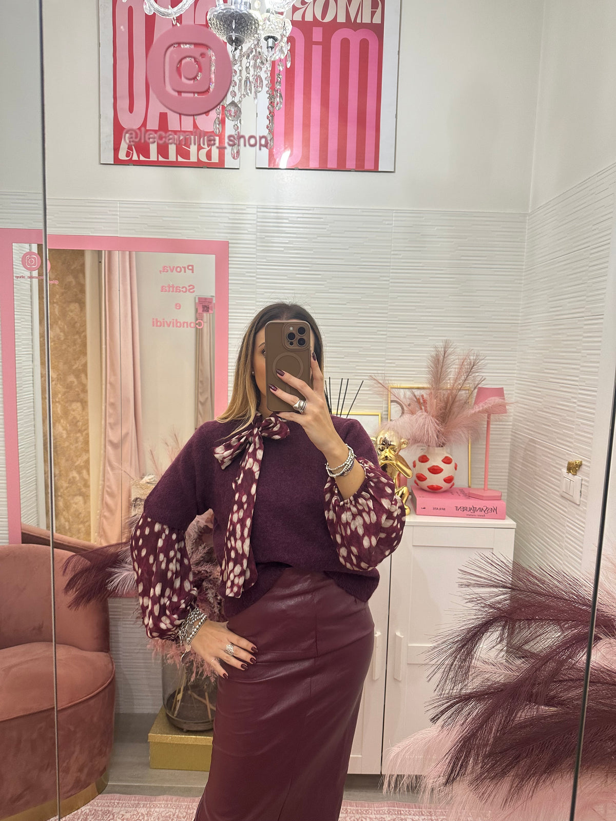 Maglia prugna con alpaca
