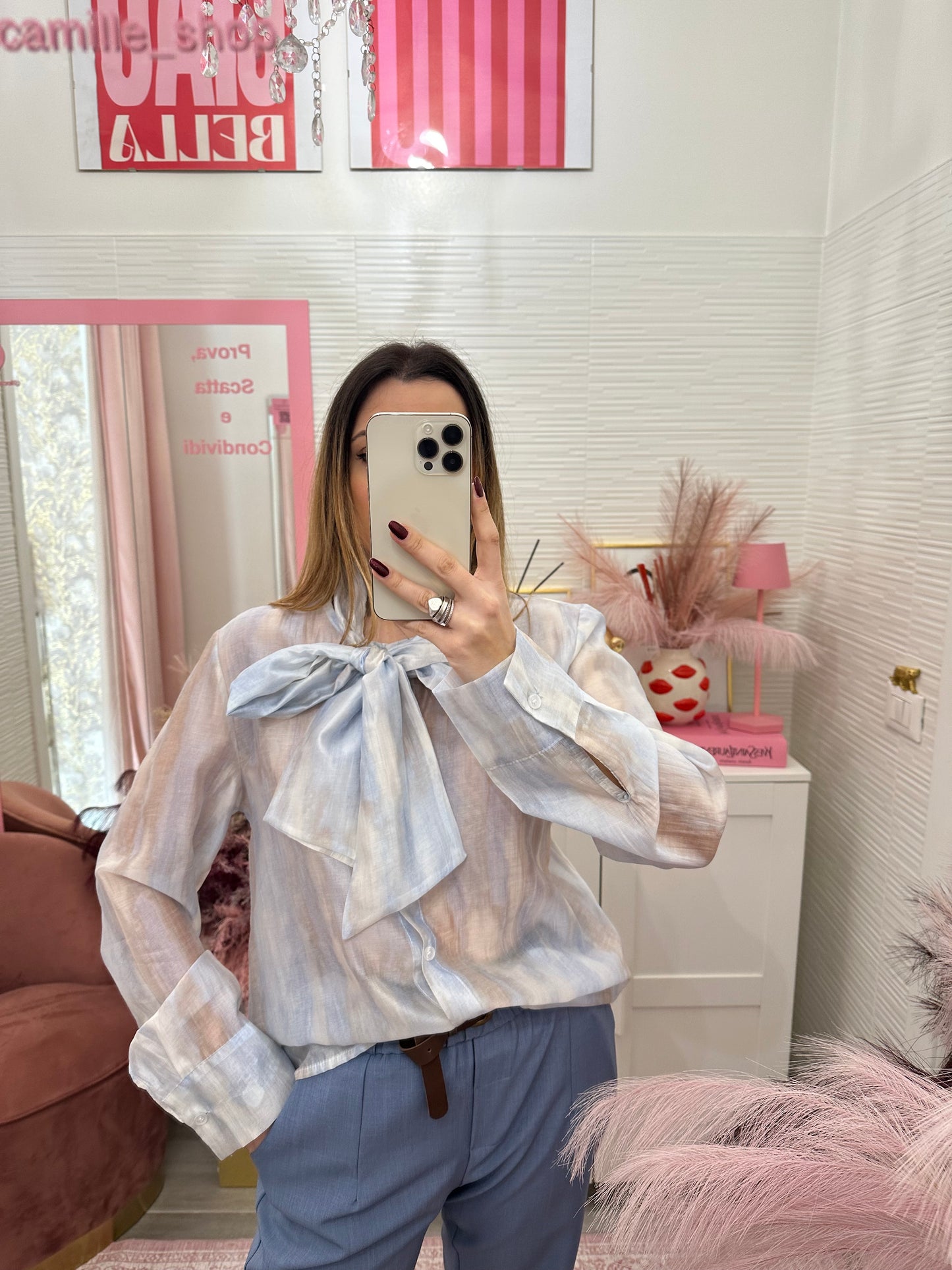 Camicia velata tye dye azzurra