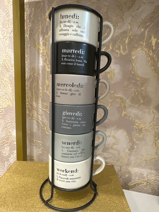 Set tazzine “ Week” con stand