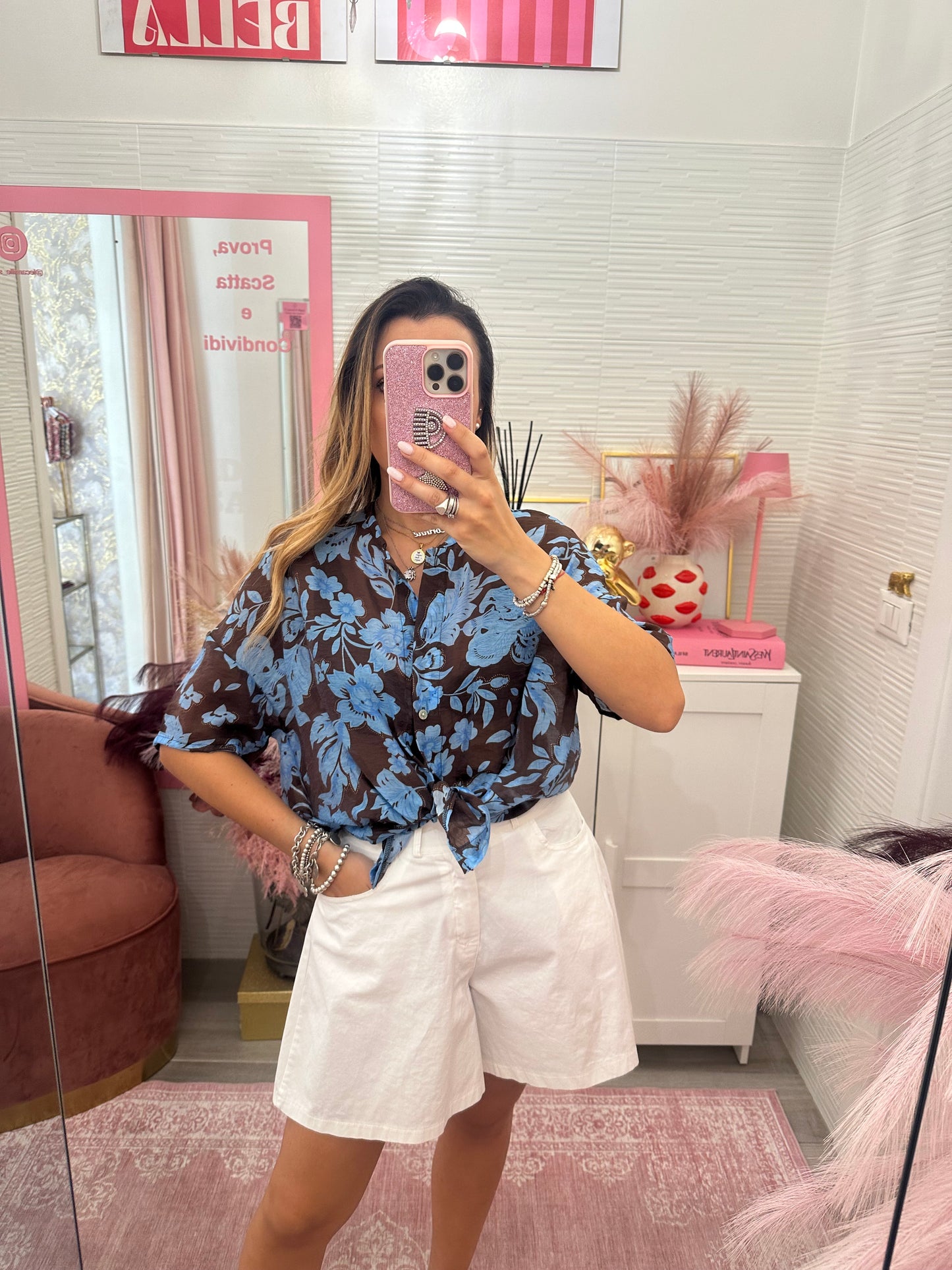 Camicia coreana moro e azzuro
