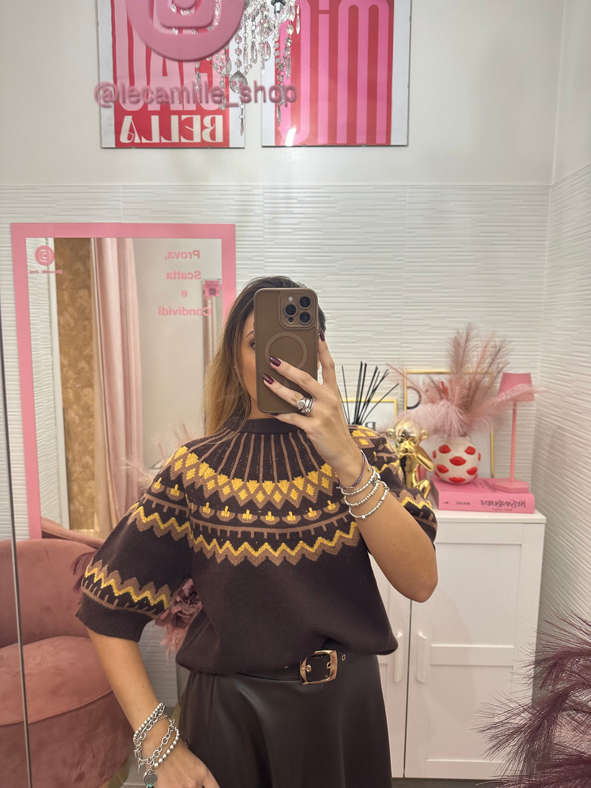 Maglia motivo jacquard moro