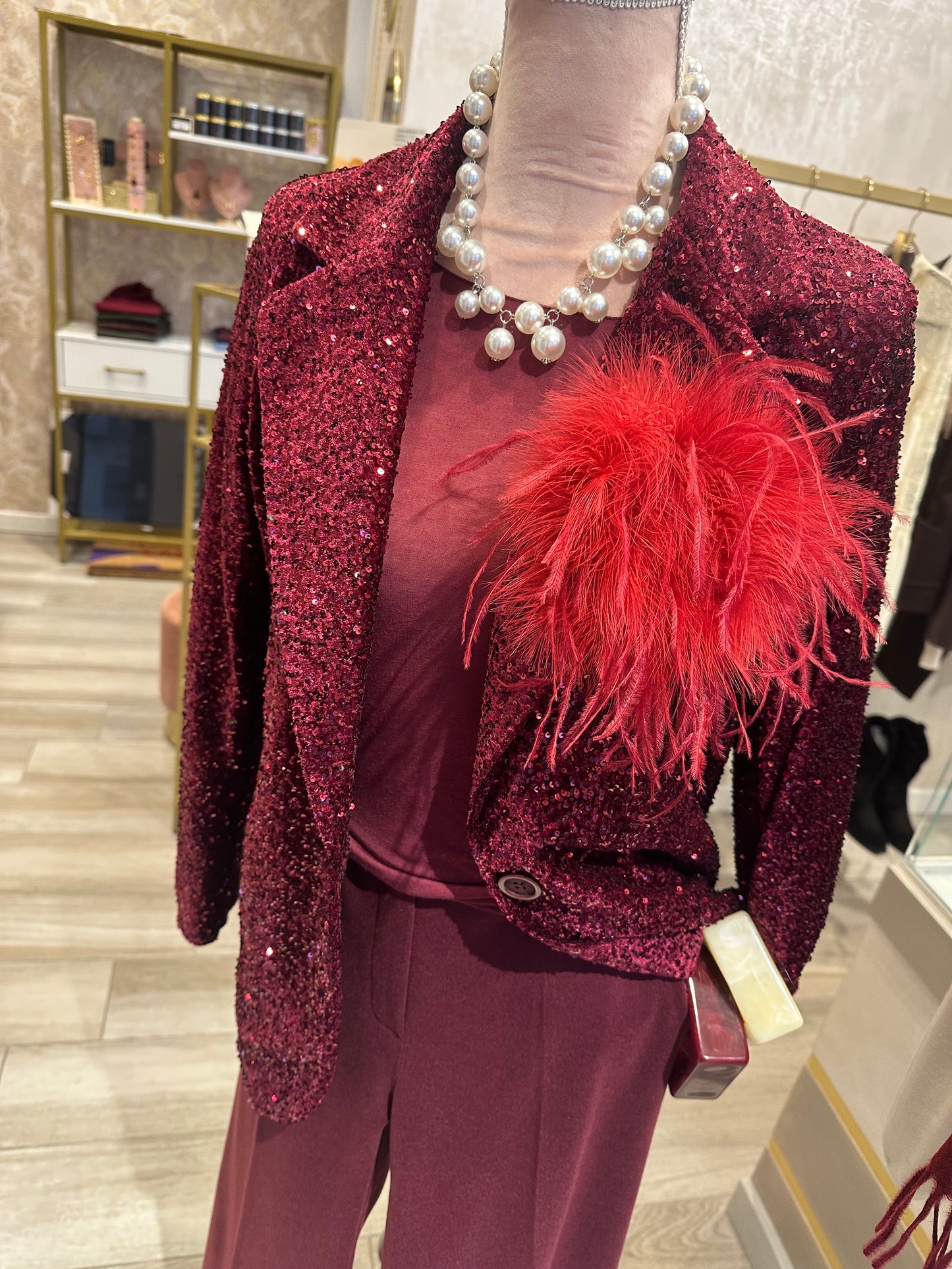 Giacca paillettes bordeaux