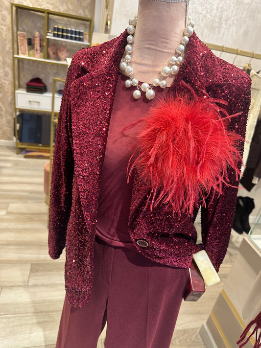 Giacca paillettes bordeaux