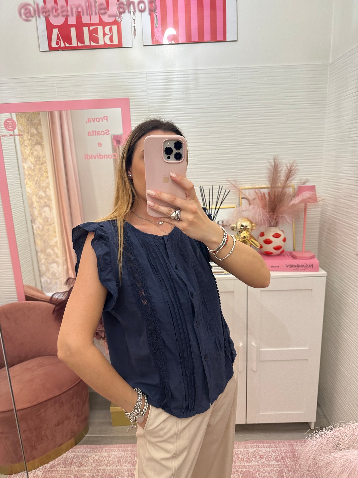 Blusa pieghe plissè e volant