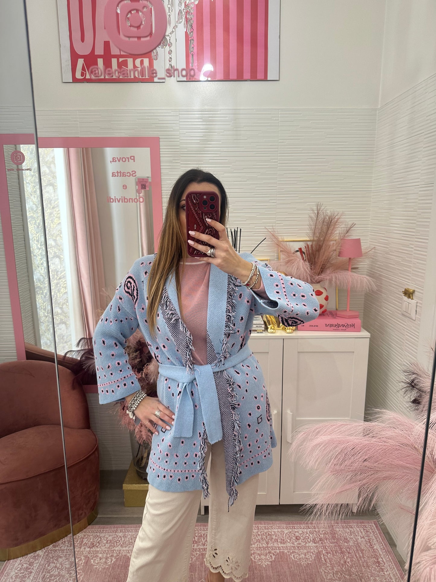 Cardigan pasley azzurro