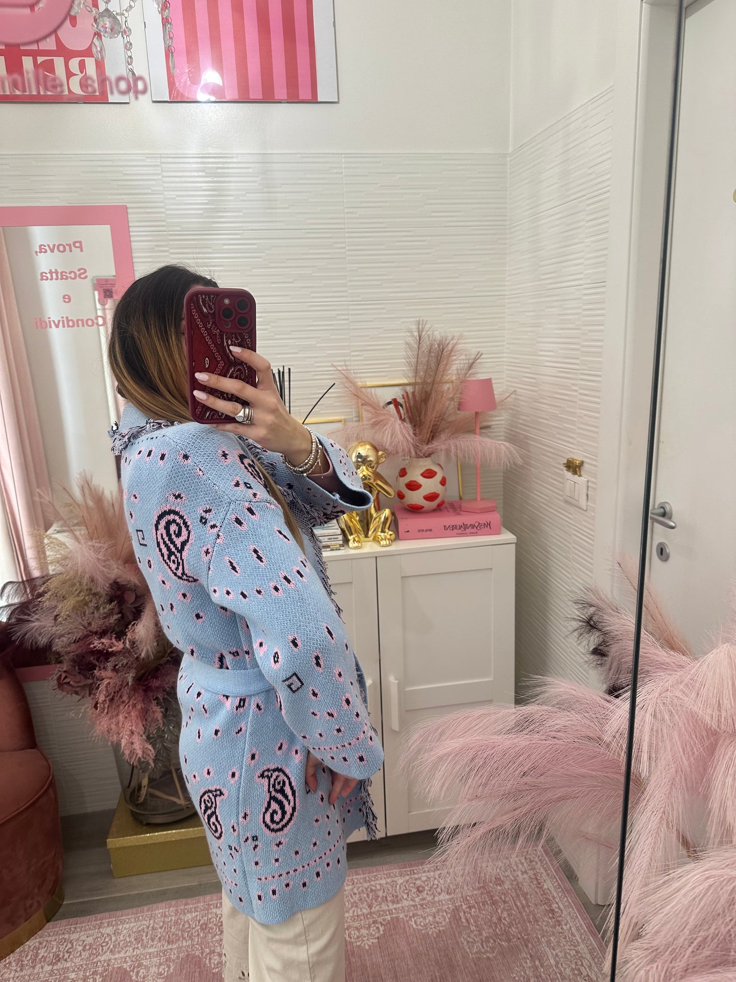 Cardigan pasley azzurro