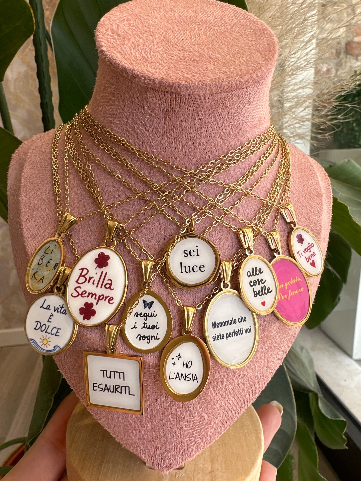 Collana medaglietta scritte