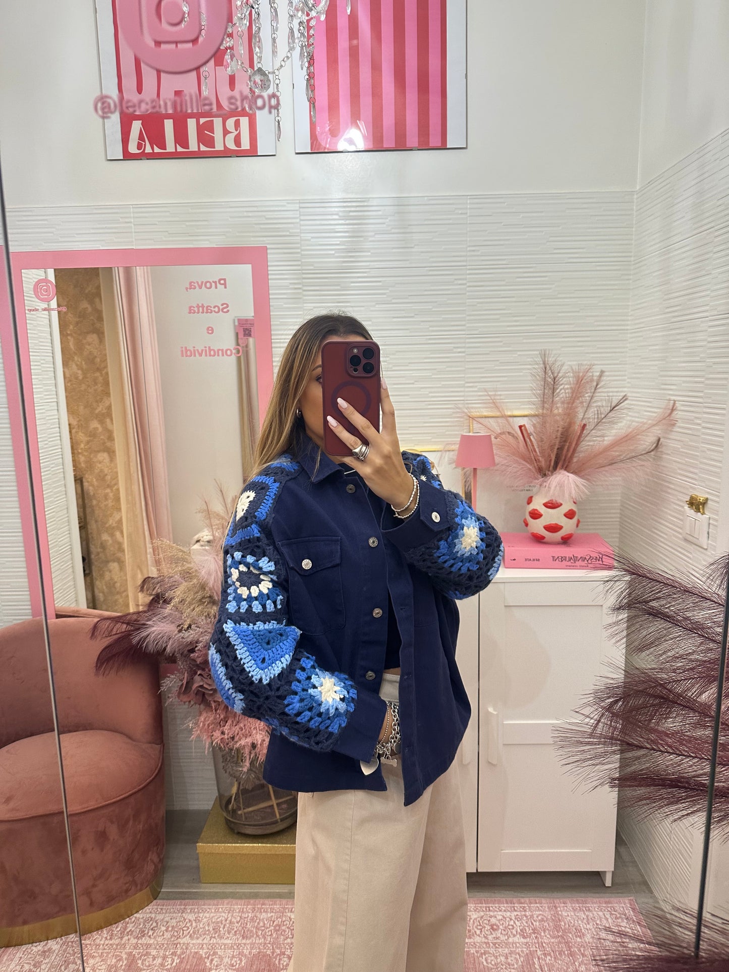 Giubbetto denim crochet