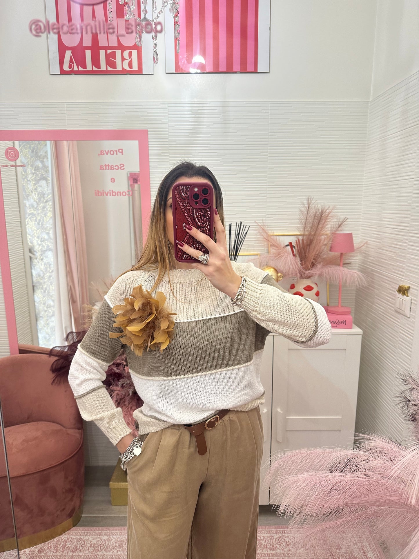 Maglioncino righe beige