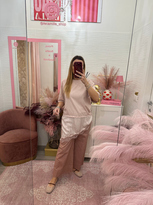 Pantalone ampio rosa antico