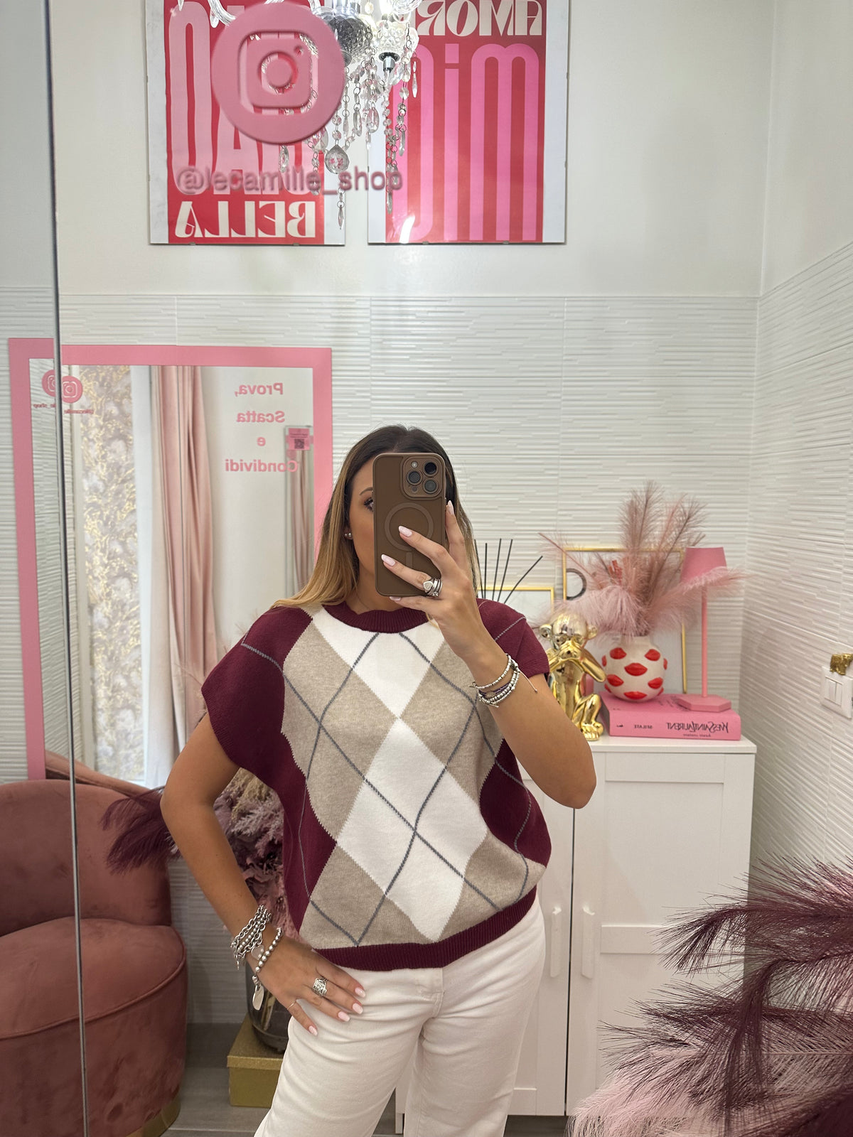 Gilet rombi bordeaux