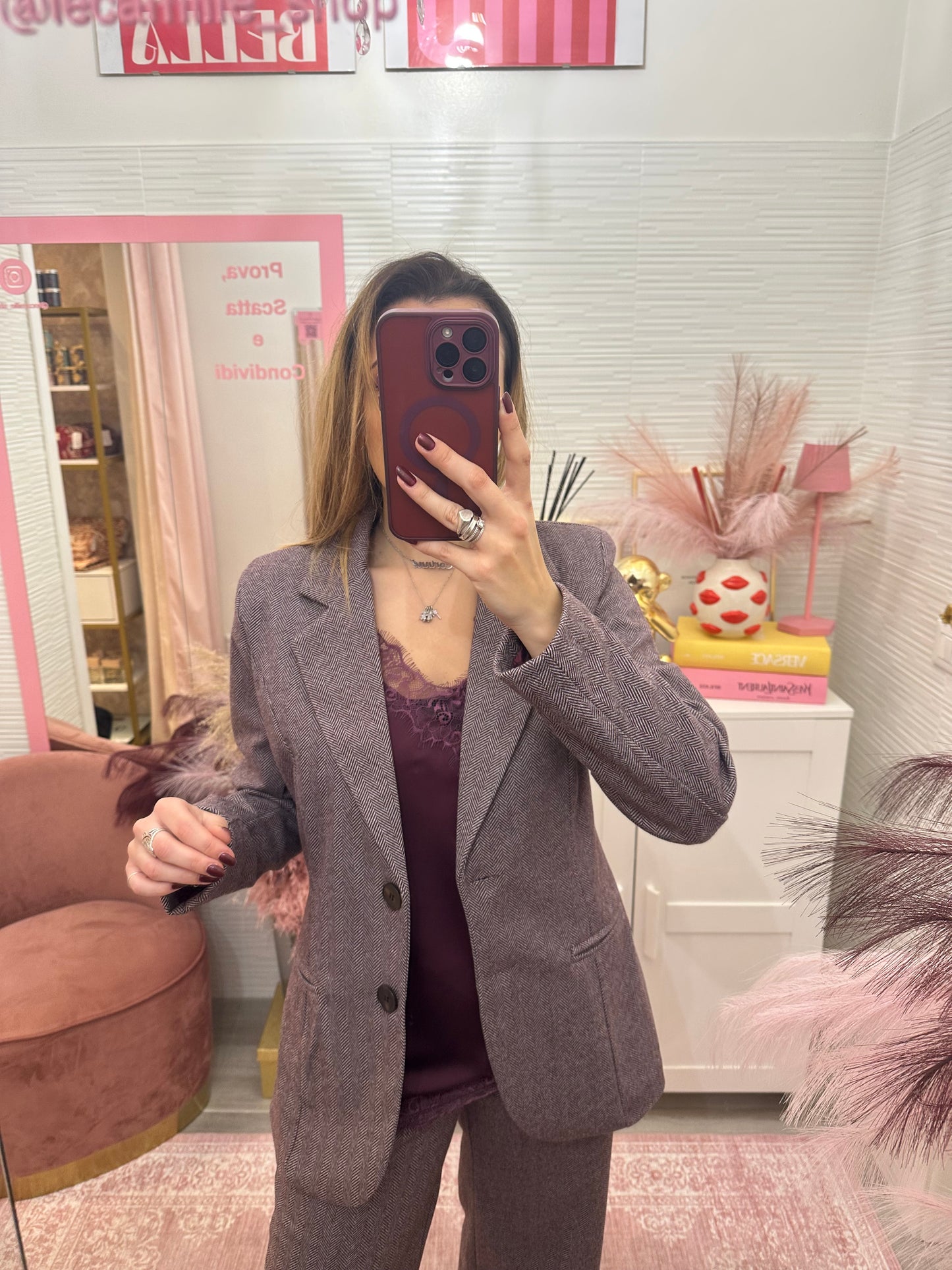 Giacca spigata prugna