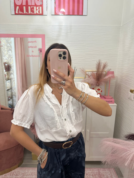 Camicia mezza manica ricami