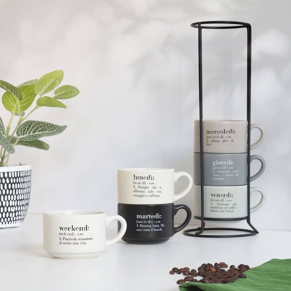 Set tazzine “ Week” con stand