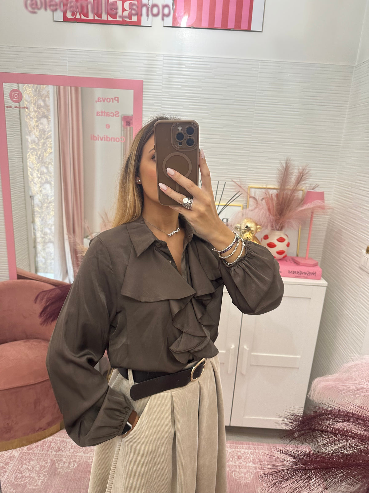 Camicia saten con volant