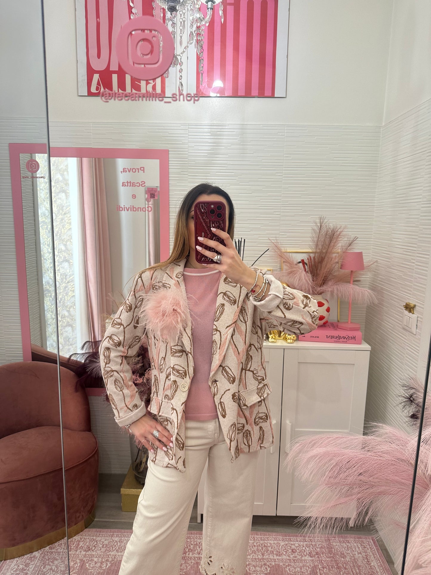 Blazer maglia rosa
