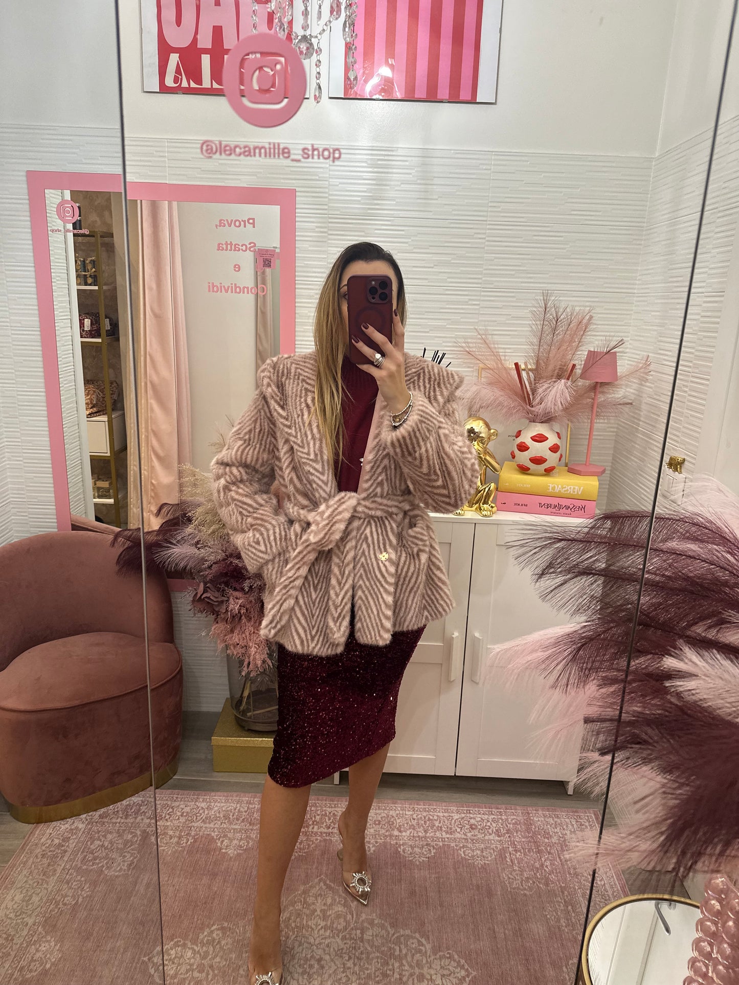 Ecopelliccia zebra rosa