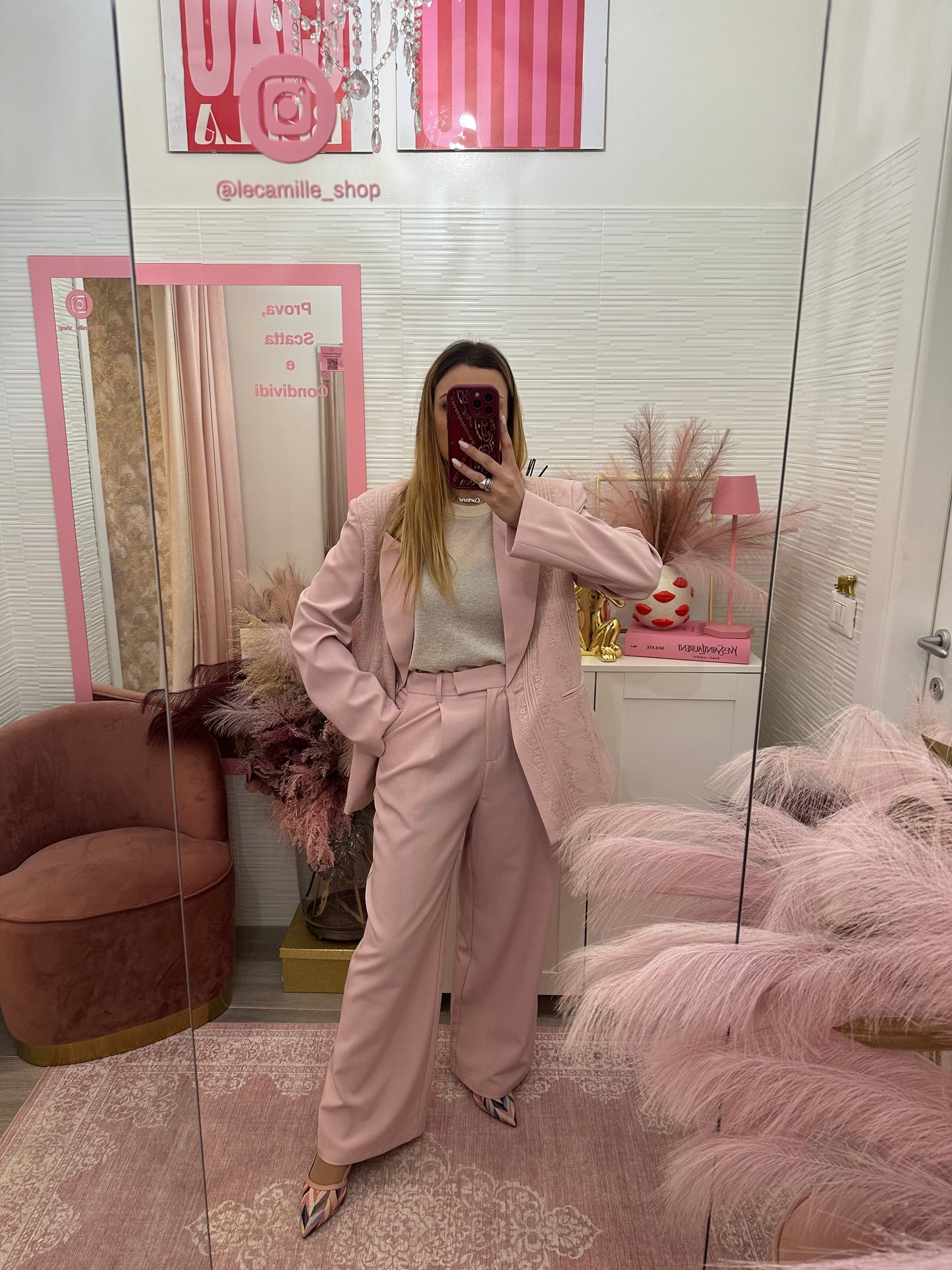 Pantalone palazzo rosa