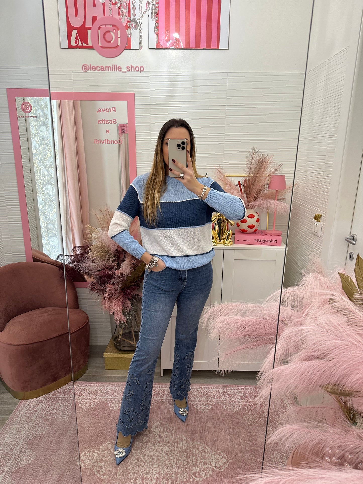 Maglioncino righe azzurro