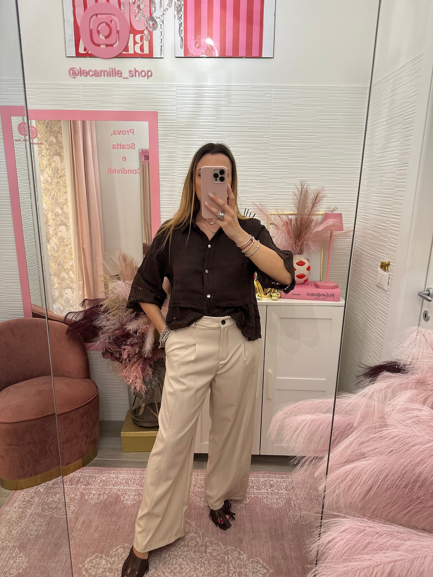 Pantalone ampio sabbia