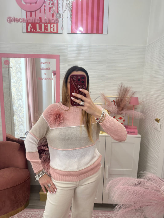 Maglioncino righe rosa