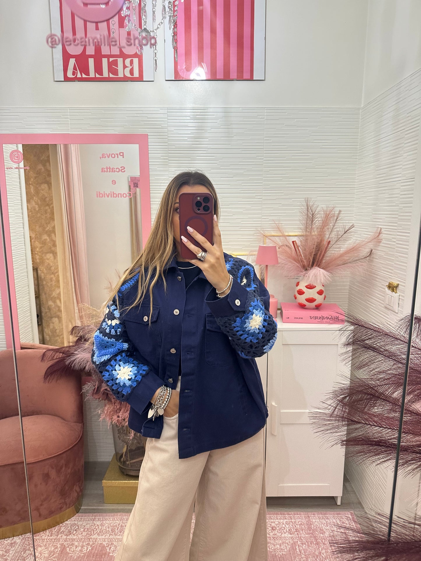 Giubbetto denim crochet