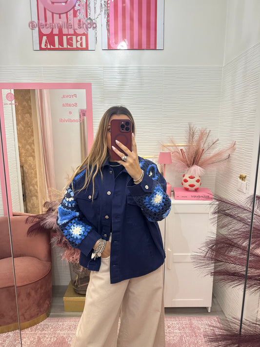 Giubbetto denim crochet