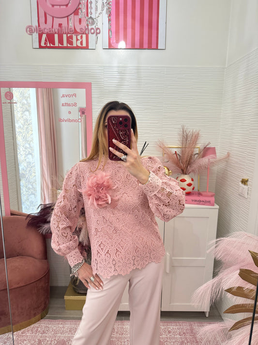 Blusa sangallo rosa scuro