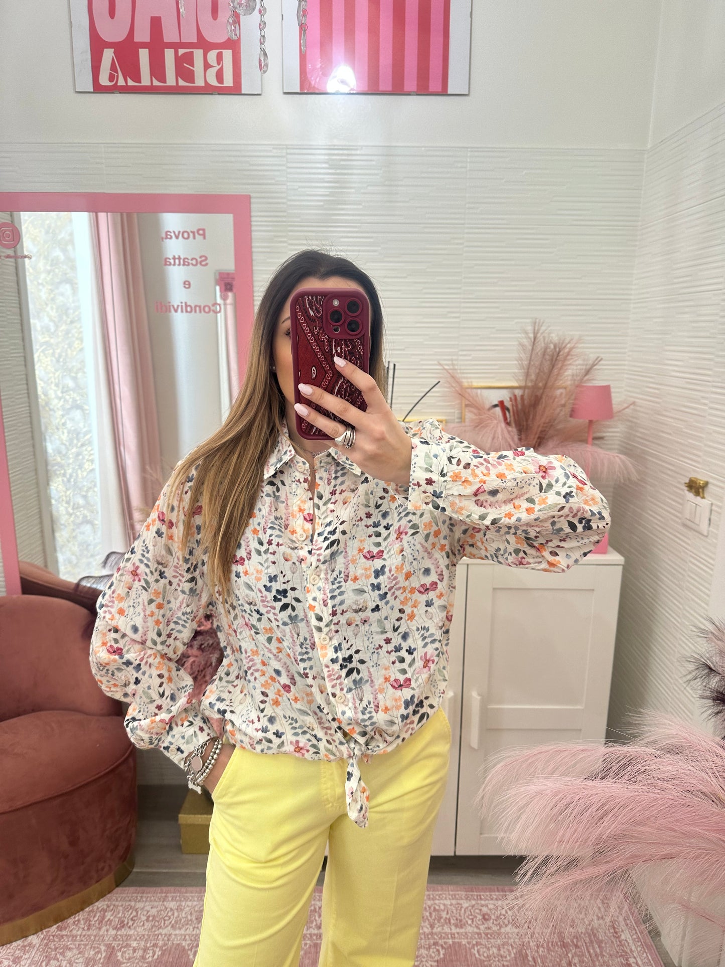 Camicia micro fiori multicolor