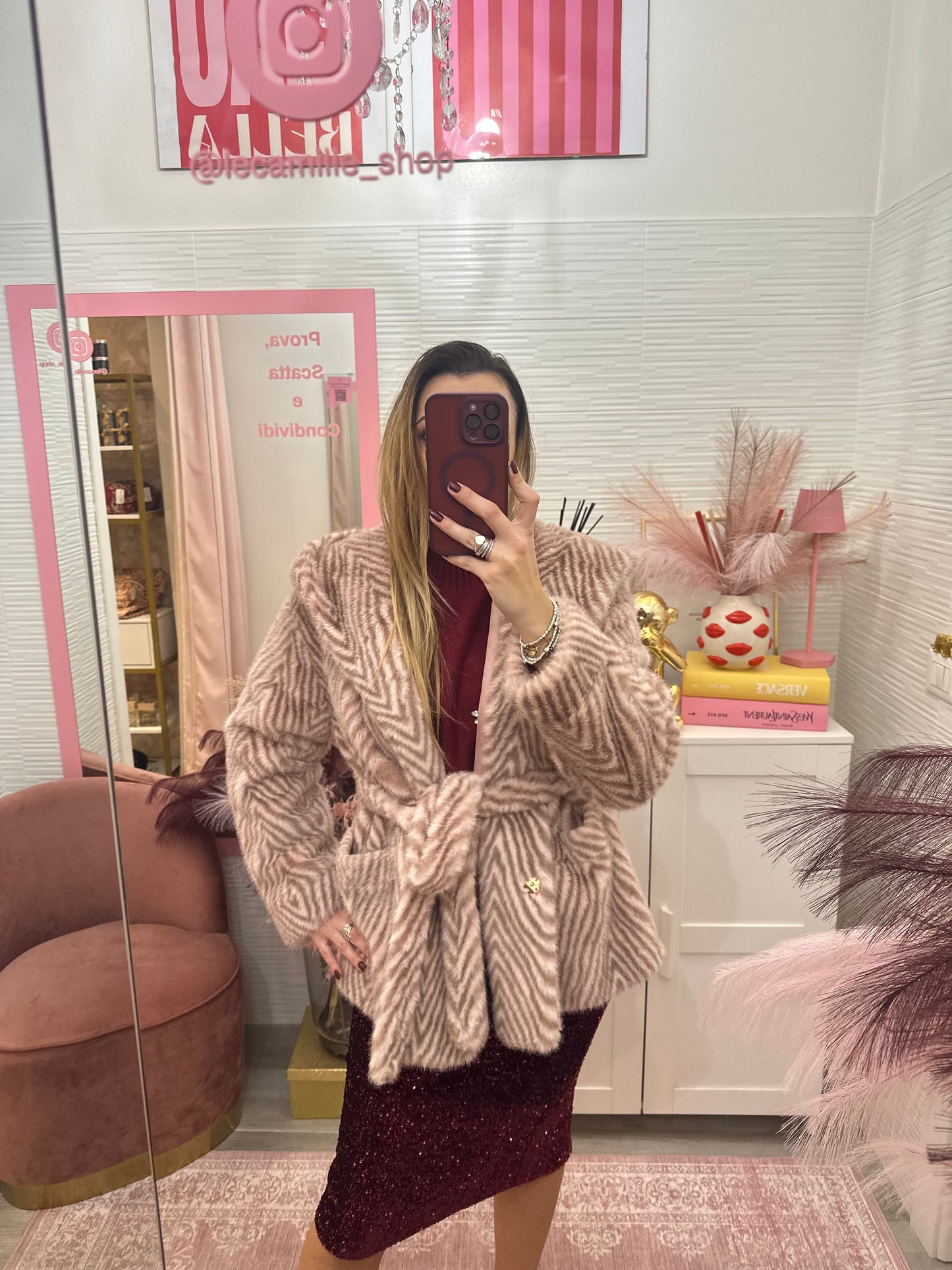 Ecopelliccia zebra rosa