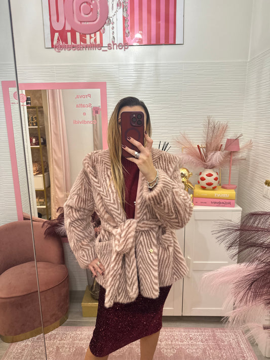 Ecopelliccia zebra rosa