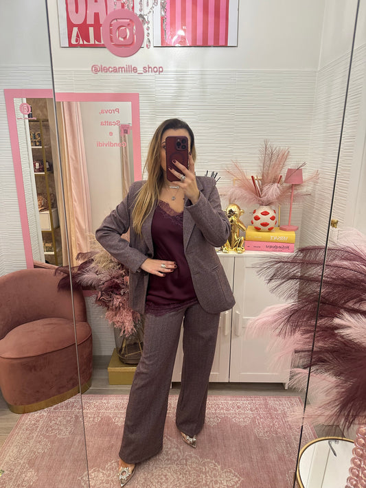 Pantalone spigato prugna