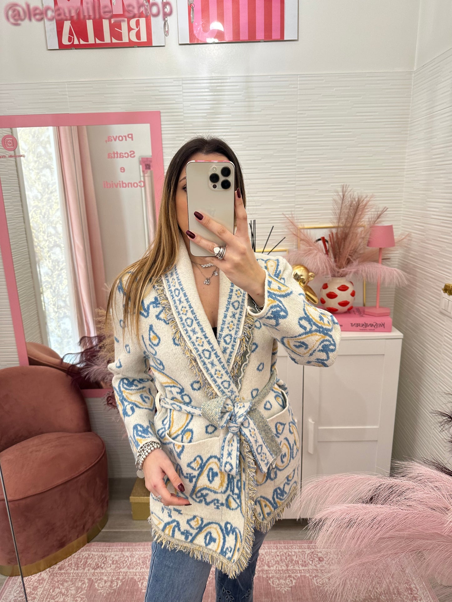 Cardigan bandana con cintura