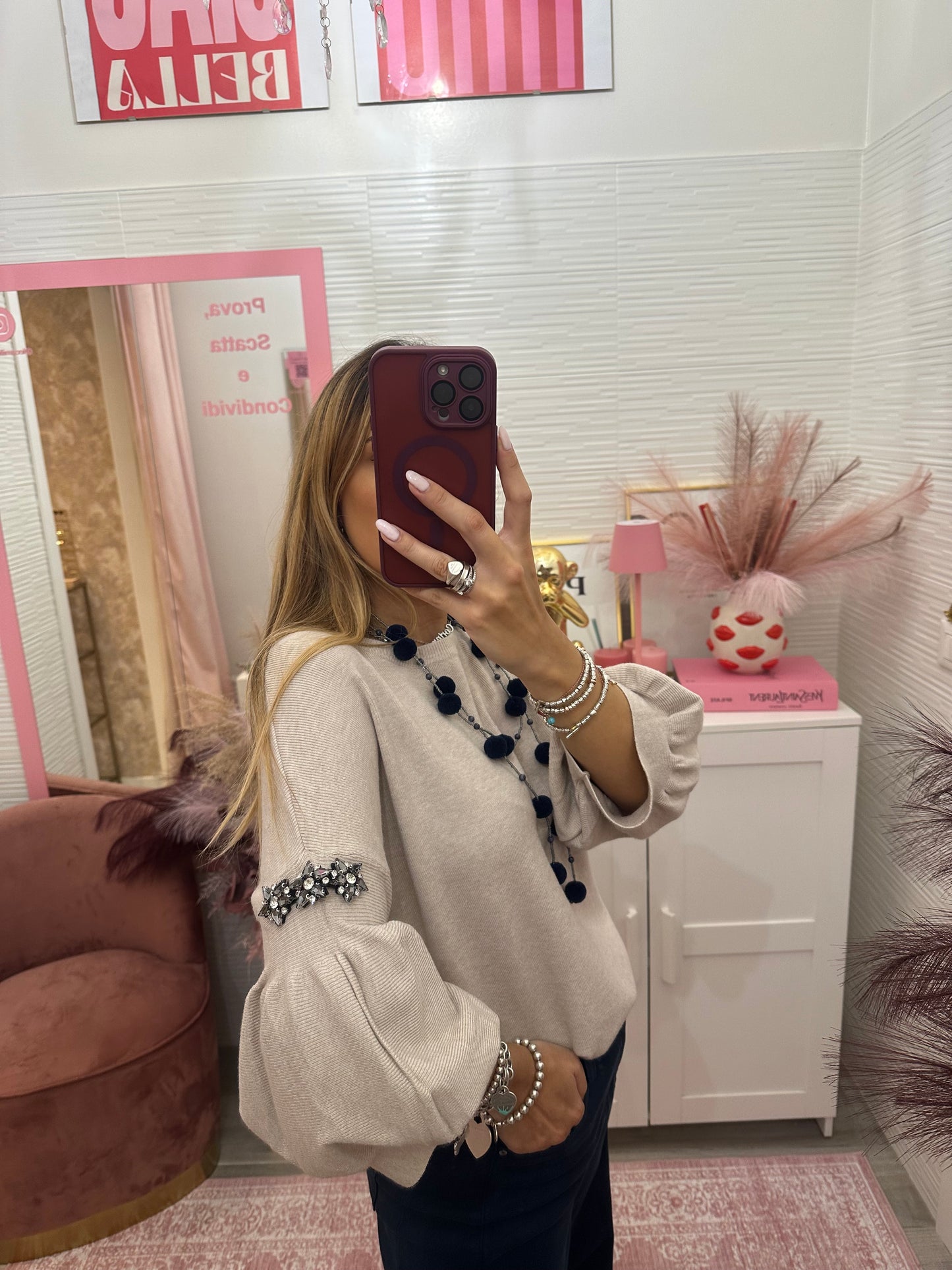 Maglioncino 3/4 strass