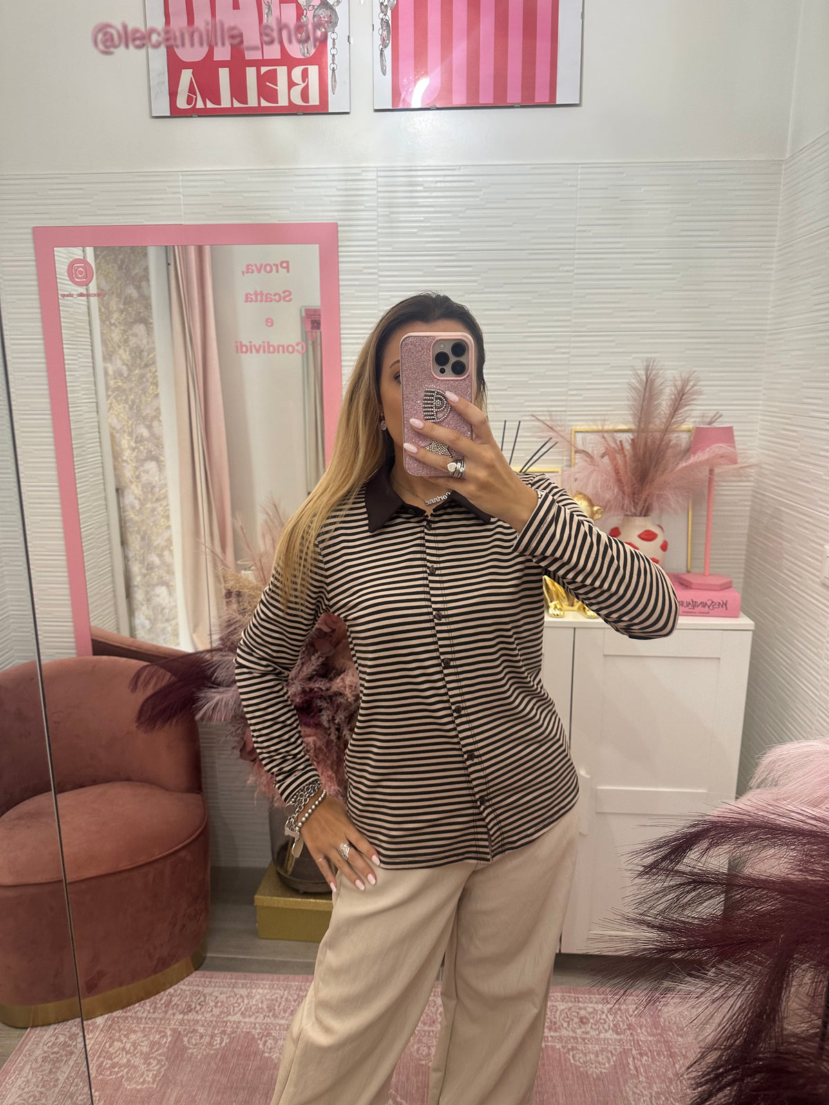 Maglia mille righe con colletto