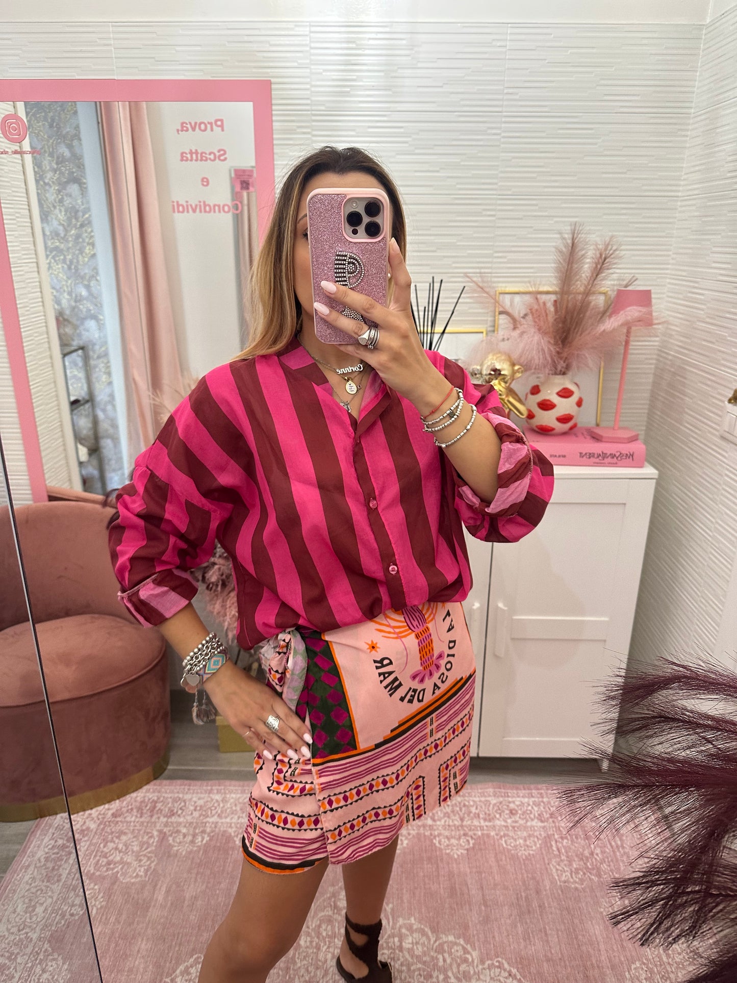 Camicia righe fucsia