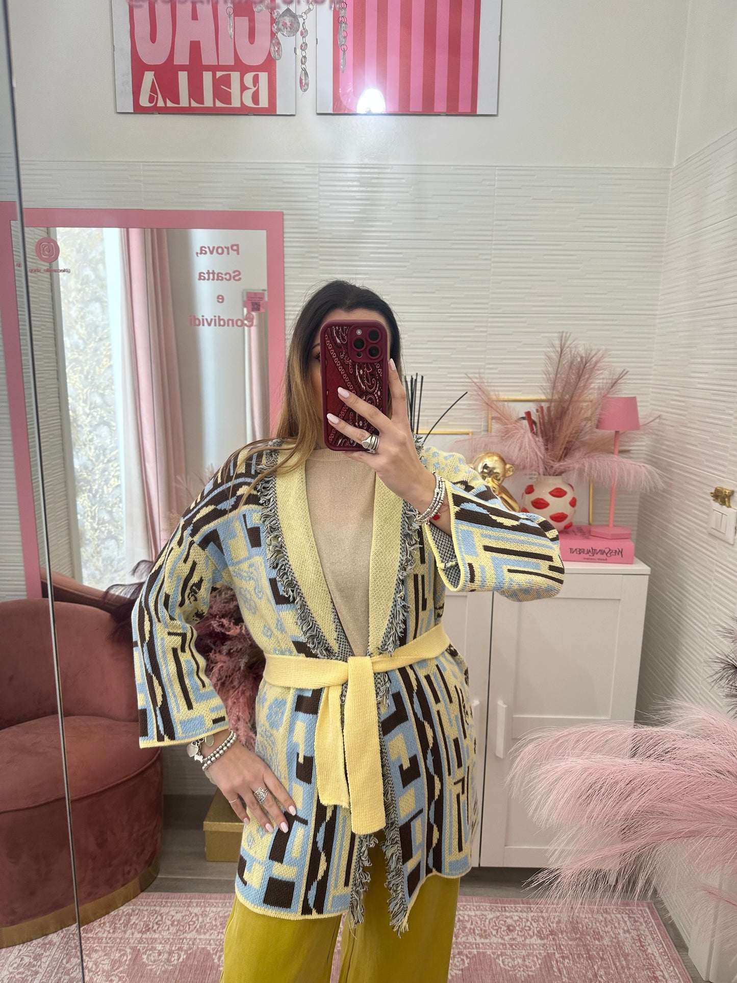 Cardigan azteco giallo