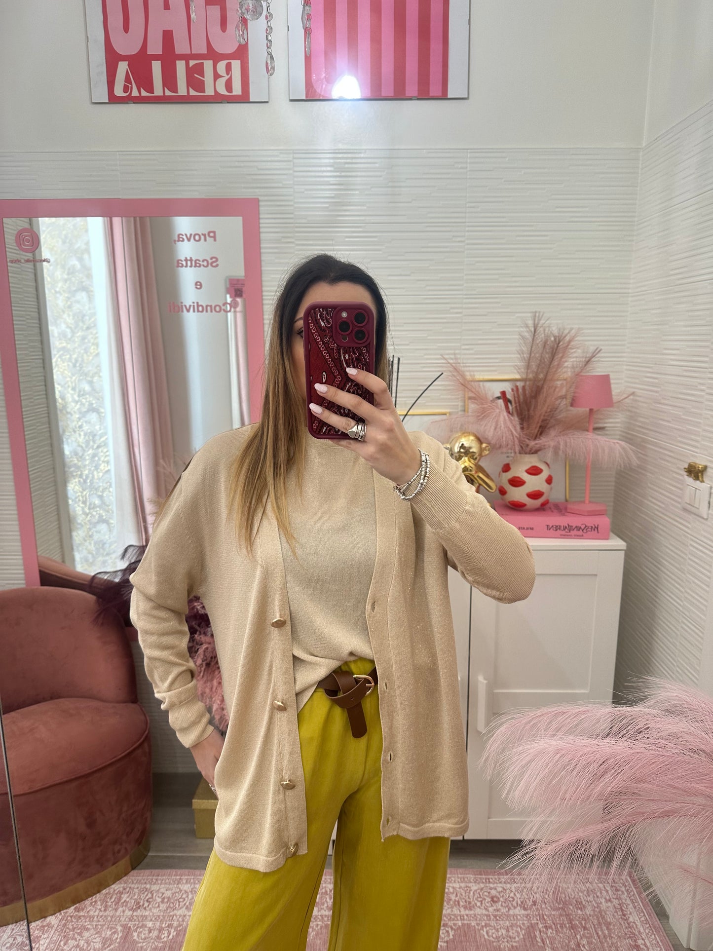 Cardigan leggero lurex oro