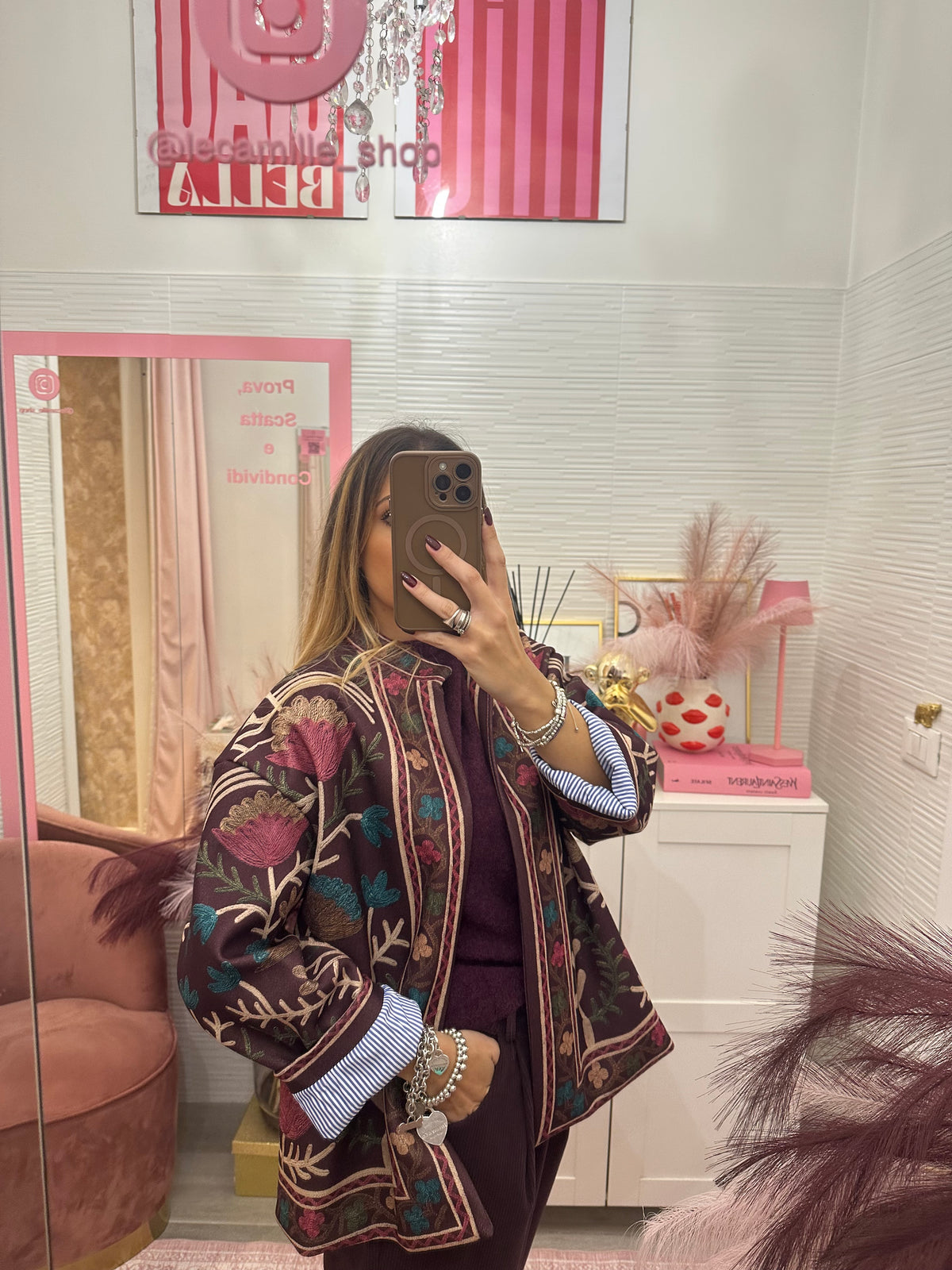 Giacca kimono bordeaux