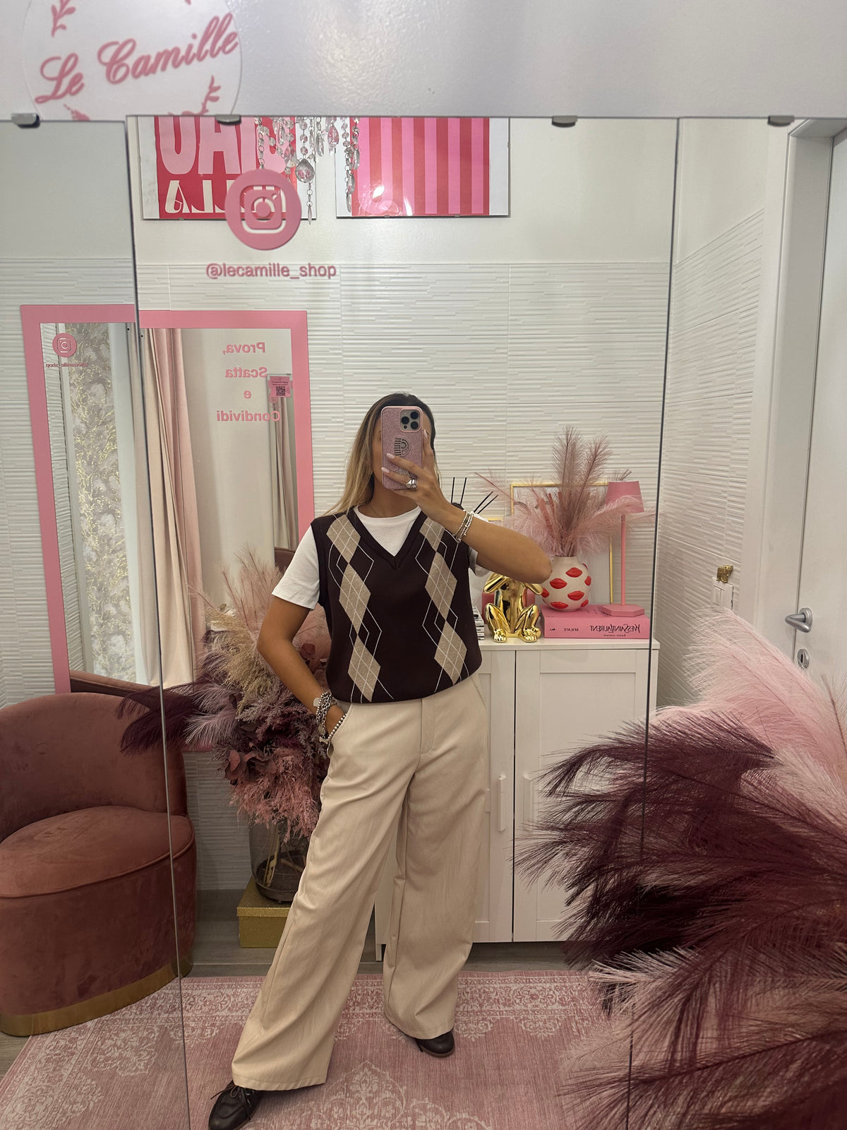 Pantalone ecopelle burro